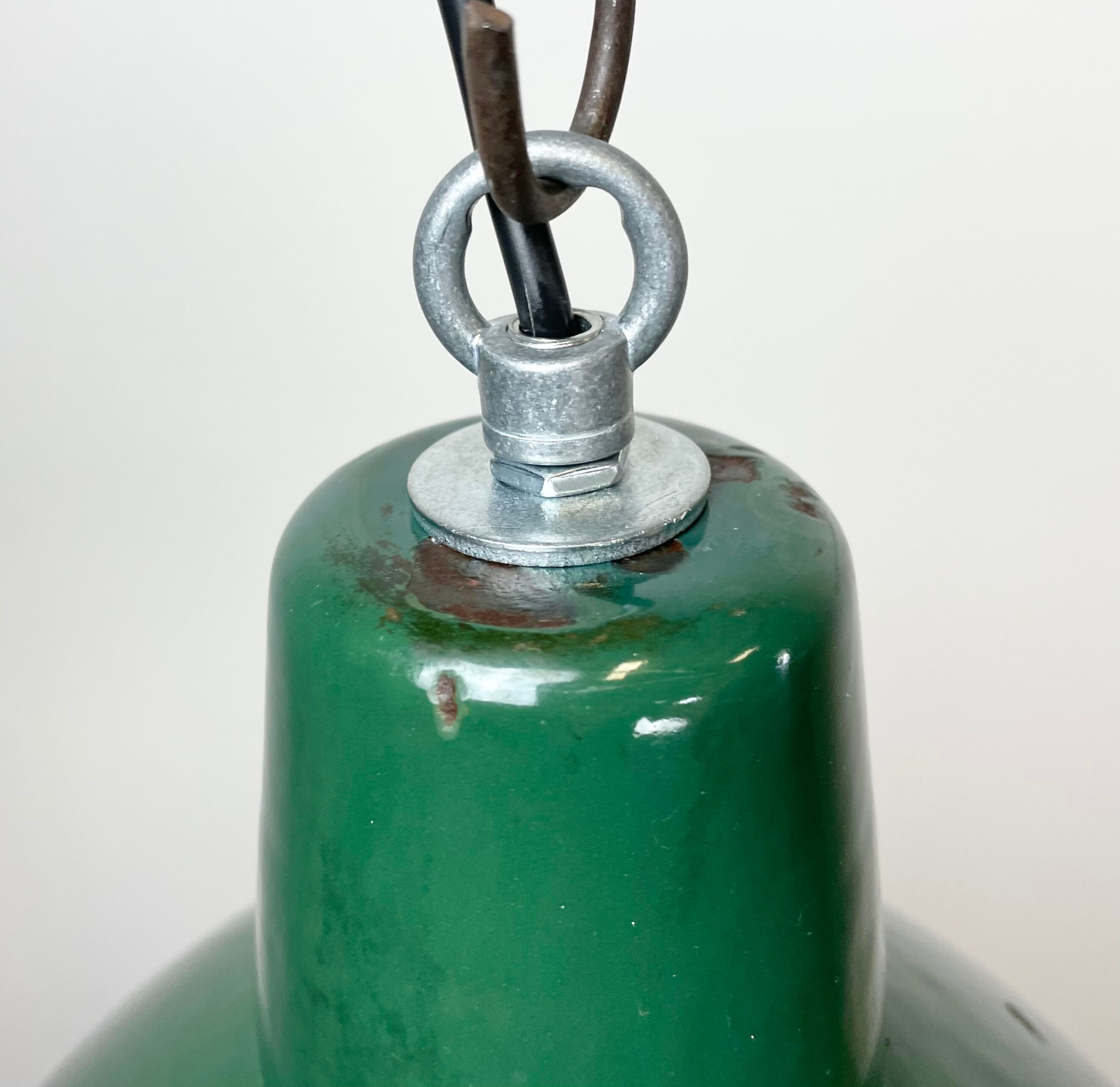 Industrial Green Enamel Factory Lamp, 1960s