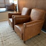 Pair of Club Armchairs in Imitation Leather