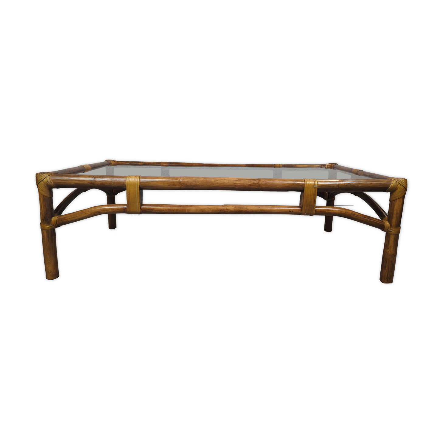 Coffee table bamboo smoked glass