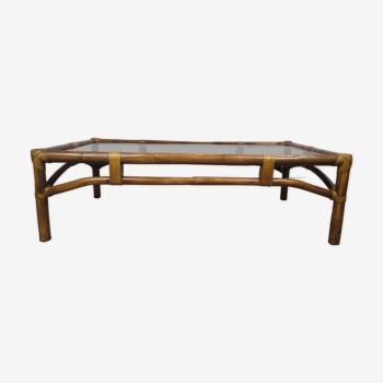 Coffee table bamboo smoked glass