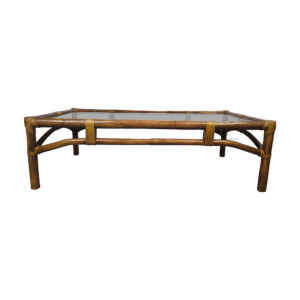 table basse bambou verre