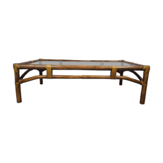 Coffee table bamboo smoked glass