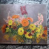 Ancient painting depicting a bouquet of flowers.