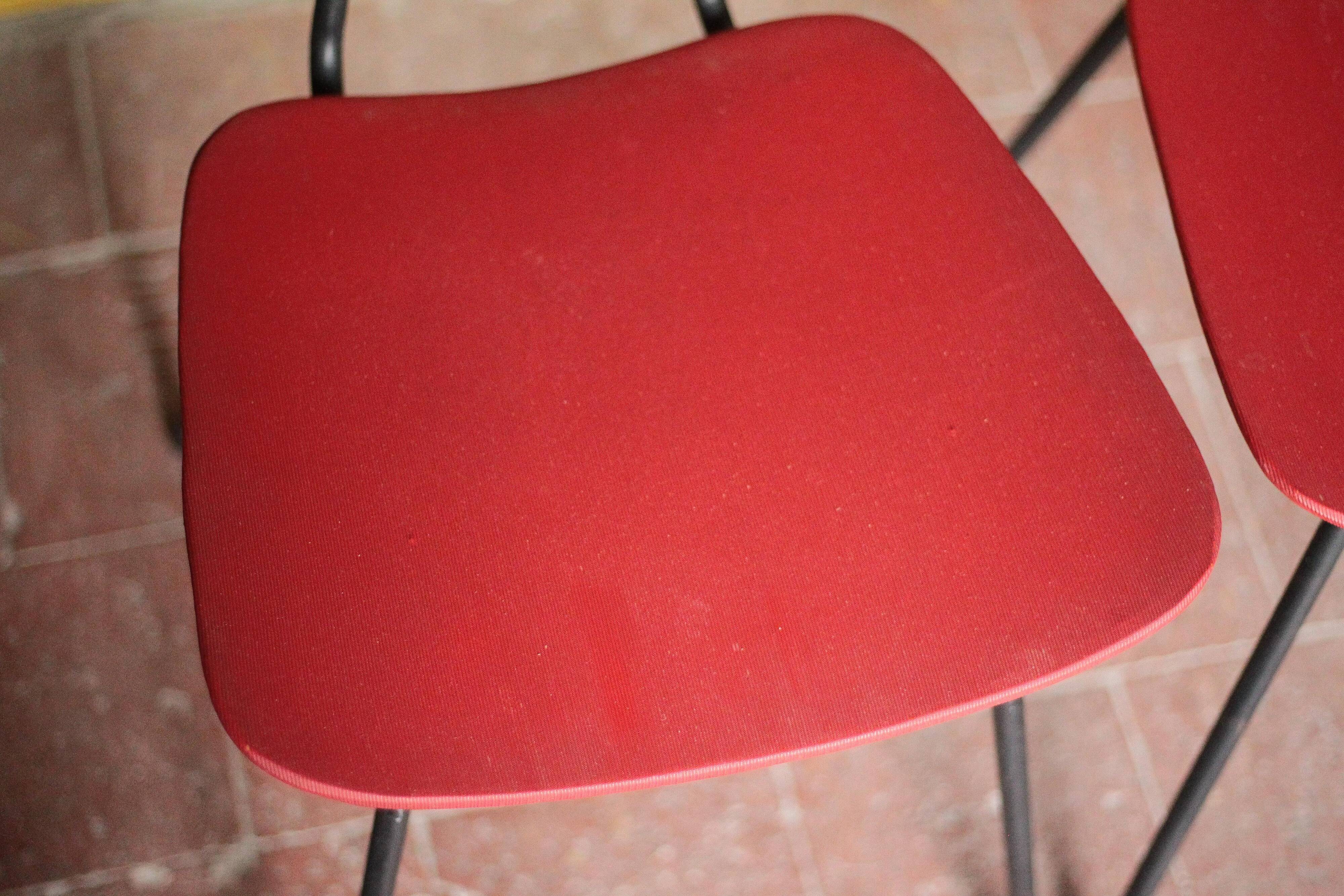 Pair of wooden and faux leather chairs from the 1950s, vintage chairs, retro.