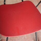 Pair of wooden and faux leather chairs from the 1950s, vintage chairs, retro.