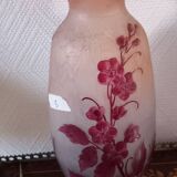 Magnificent pair of glass paste vases signed LEGRAS ruby model