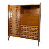 Vintage buffet, rattan and wood secretary from the 1960s.