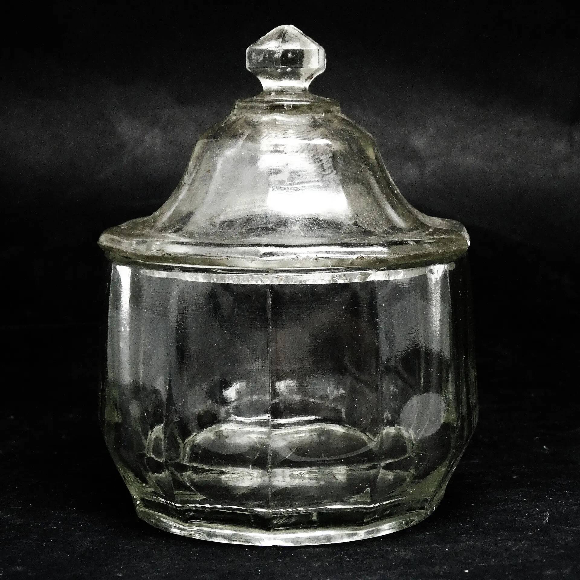 Sugar bowl, Art Deco, pressed glass, Germany, 1950s