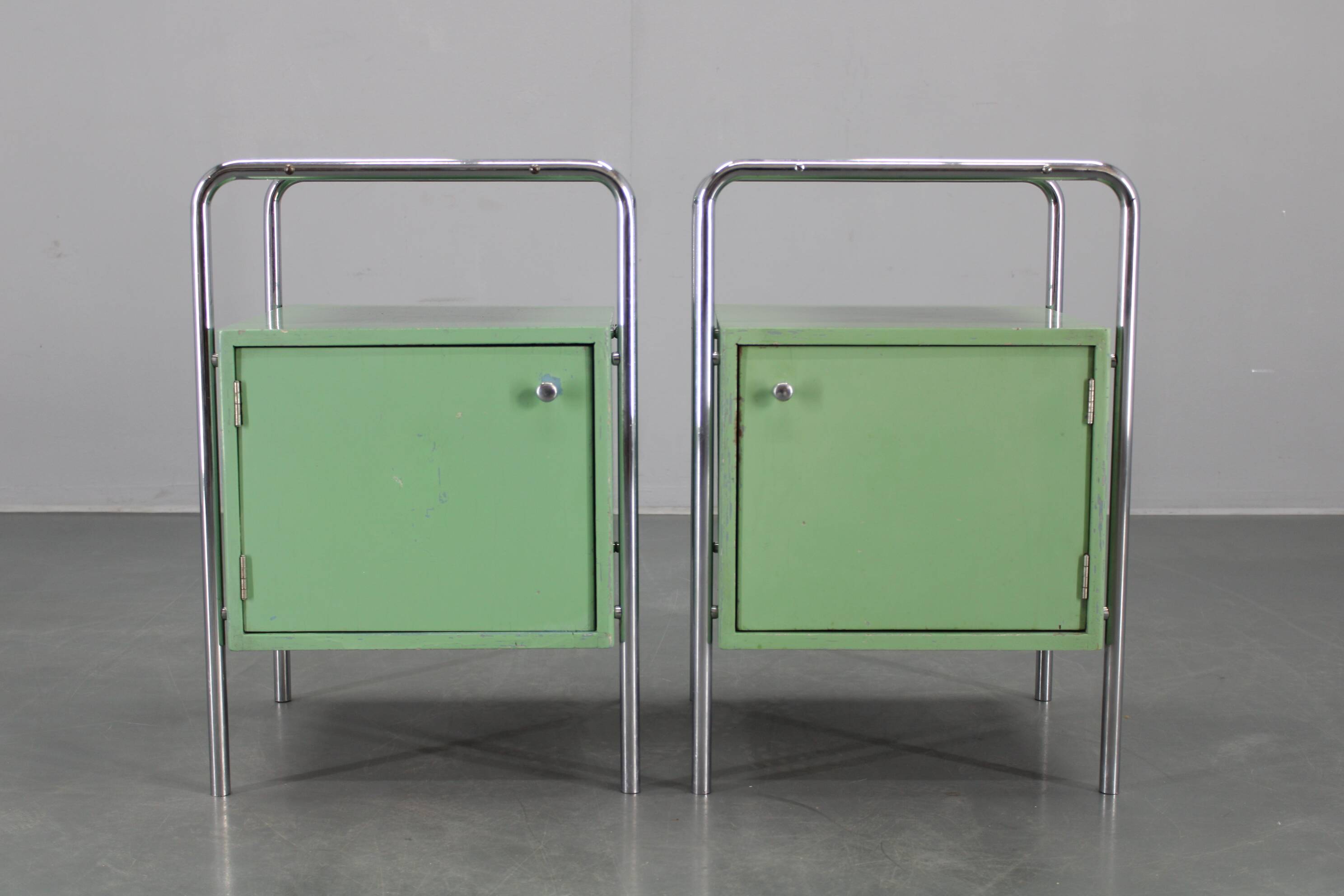 Pair of Bauhaus bedside tables, 1930, Czechoslovakia