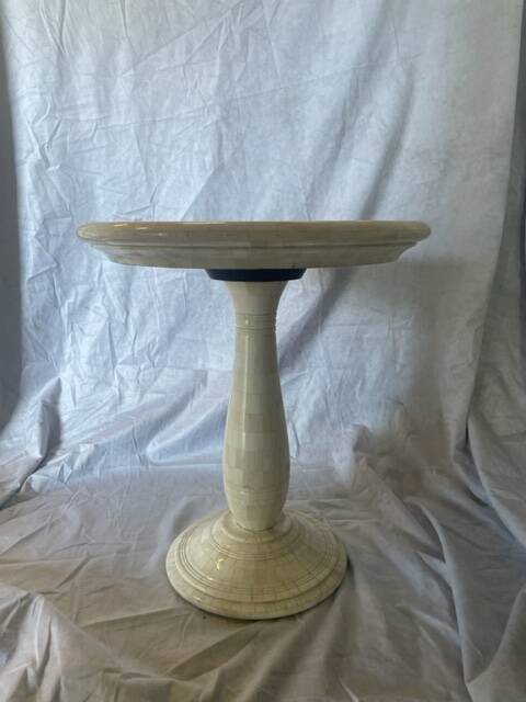 side table finished in bone marquetry