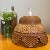 Vintage rattan and wicker pendant light