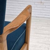 Fauteuil danois des années 1970 par Fritz Hansen, en laine de mobilier, bois de hêtre.