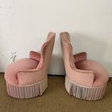 Pair of powder pink toad armchairs
