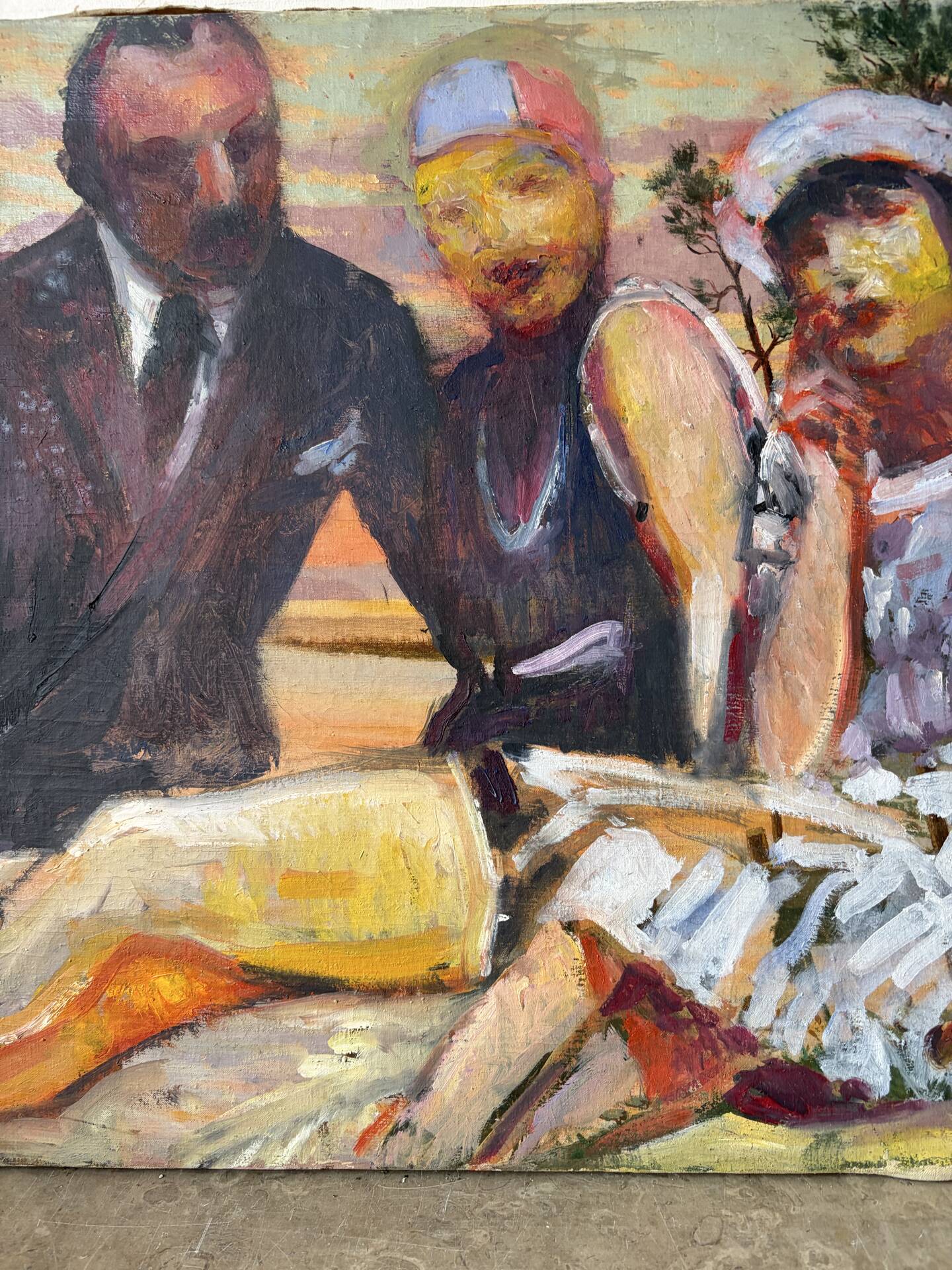 Family portrait at the beach signed Patrice Landauer