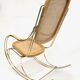 Vintage brass curved wooden rocking chair