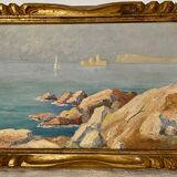 Oil on canvas representing a navy signed e.monza