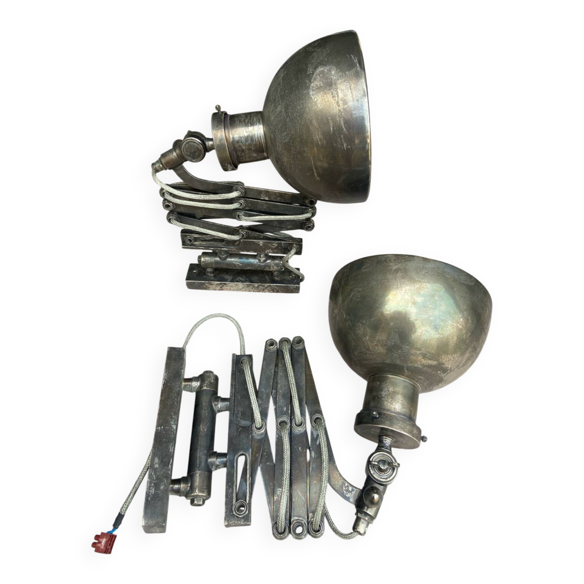 2 accordion scissors wall lights Cheoma in silver metal