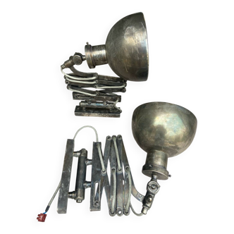 2 accordion scissors wall lights Cheoma in silver metal