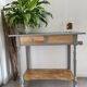 Coiffeuse bois, 2 tiroirs, gris taupe