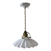Suspension vintage en opaline plissee