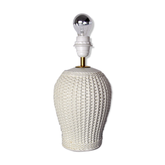 Lampe  "bambou" en céramique blanche, Hollywood Regency, Italie, 1970
