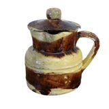 Petit pichet ancien français en céramique avec couvercle, provenant de Dieulefit