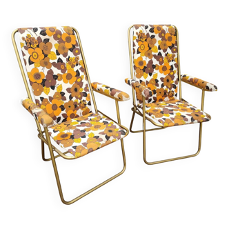 Paire de chaises de camping pliantes Lafuma vintage