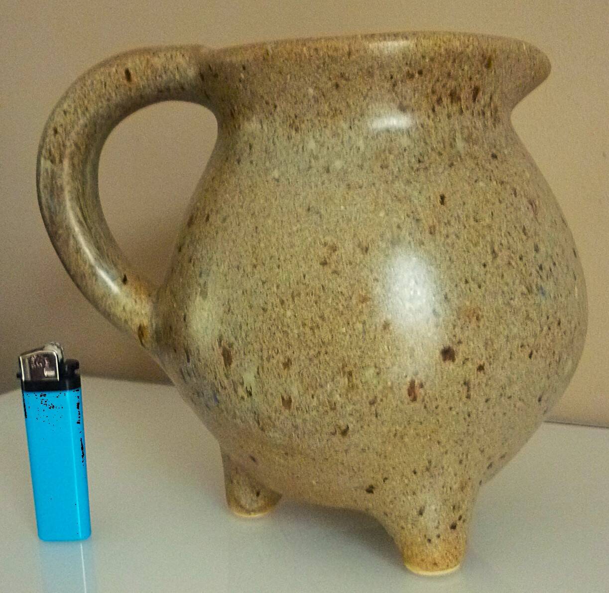 Tripod pitcher in glazed ceramic, signed Périgord pottery, 1950s/1960s