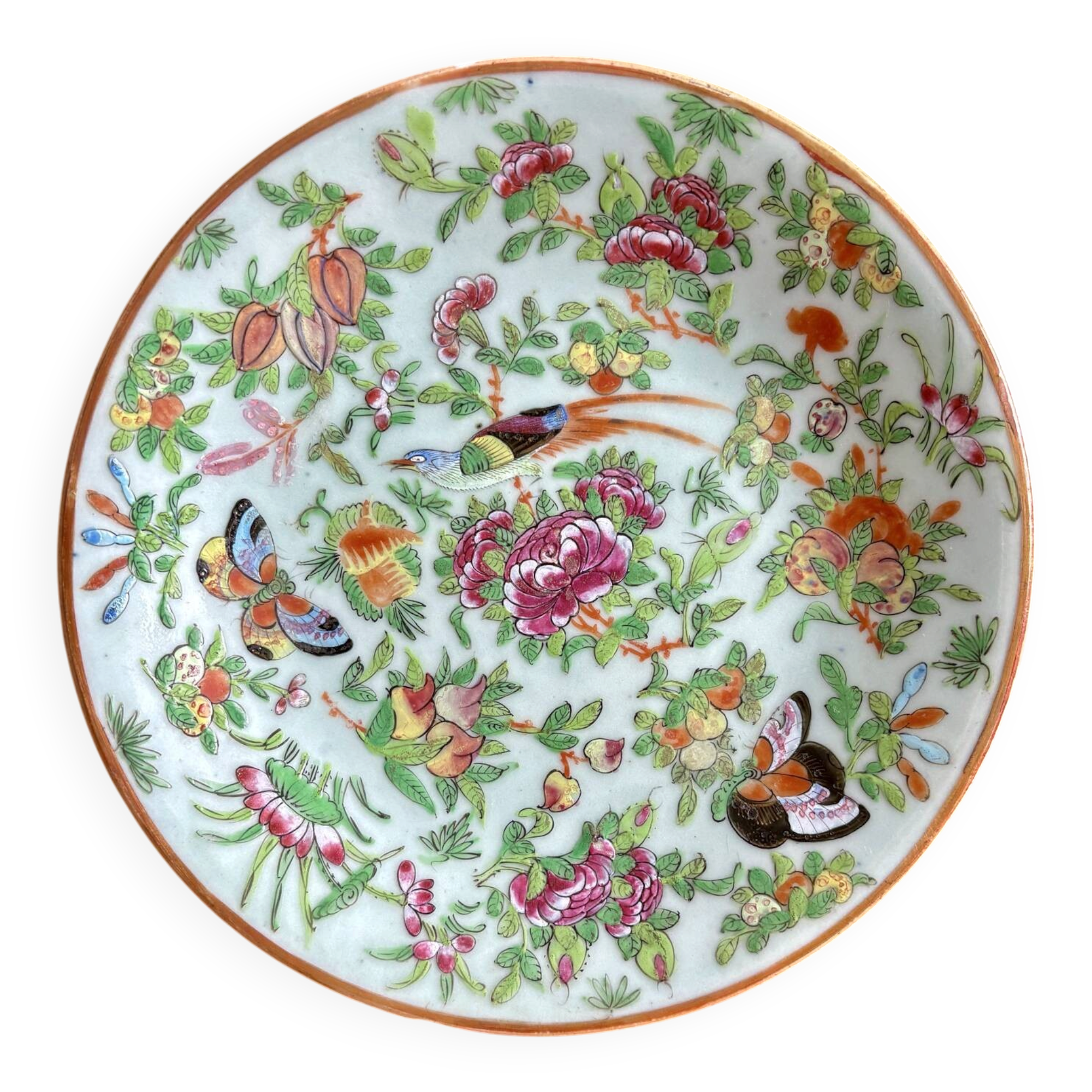 Antique celadon porcelain plate from Canton, China (1820-1850)