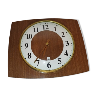 Pendule horloge formica marron année 50 Japy fonctionnelle