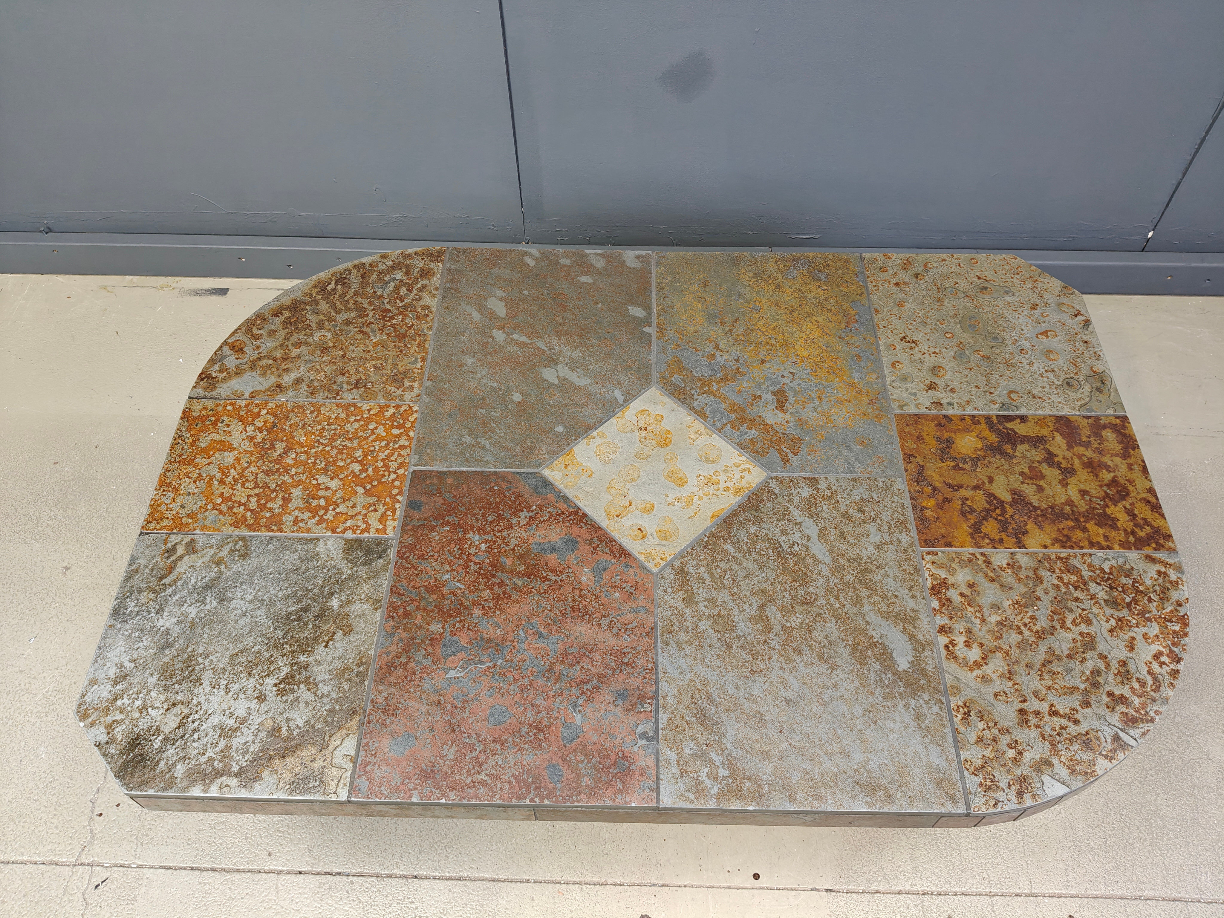 Brutalist slate stone coffee table, 1980s