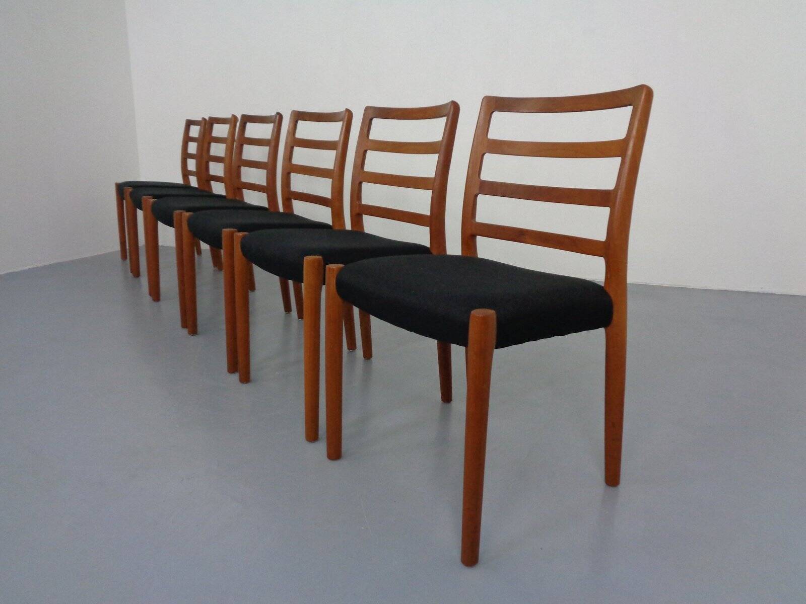 Model 85 Teak Dining Chairs by Niels Otto Møller for J. L. Møllers, 1960s, Set of 6
