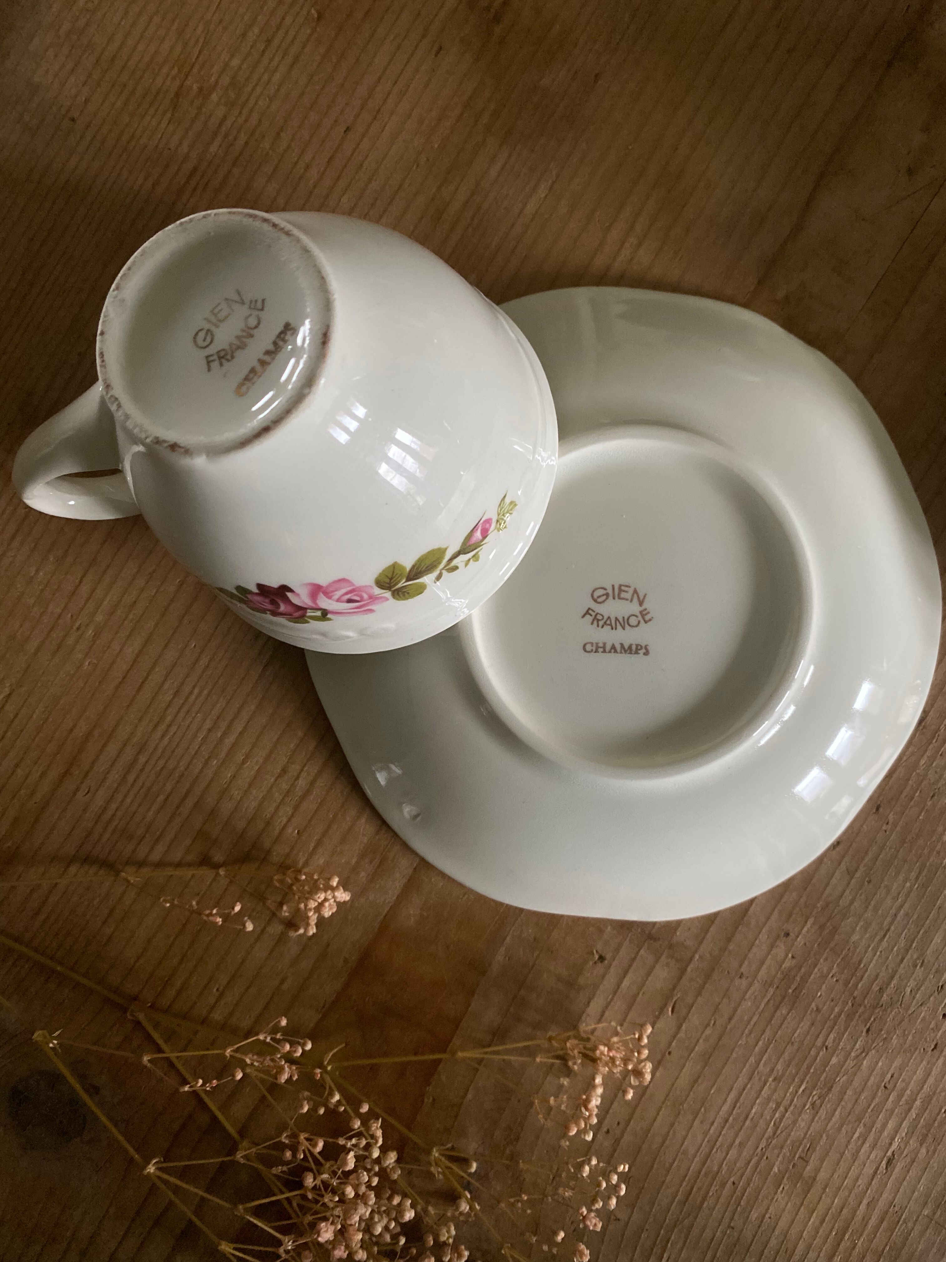 Set of 3 old cups earthenware Gien model Champs