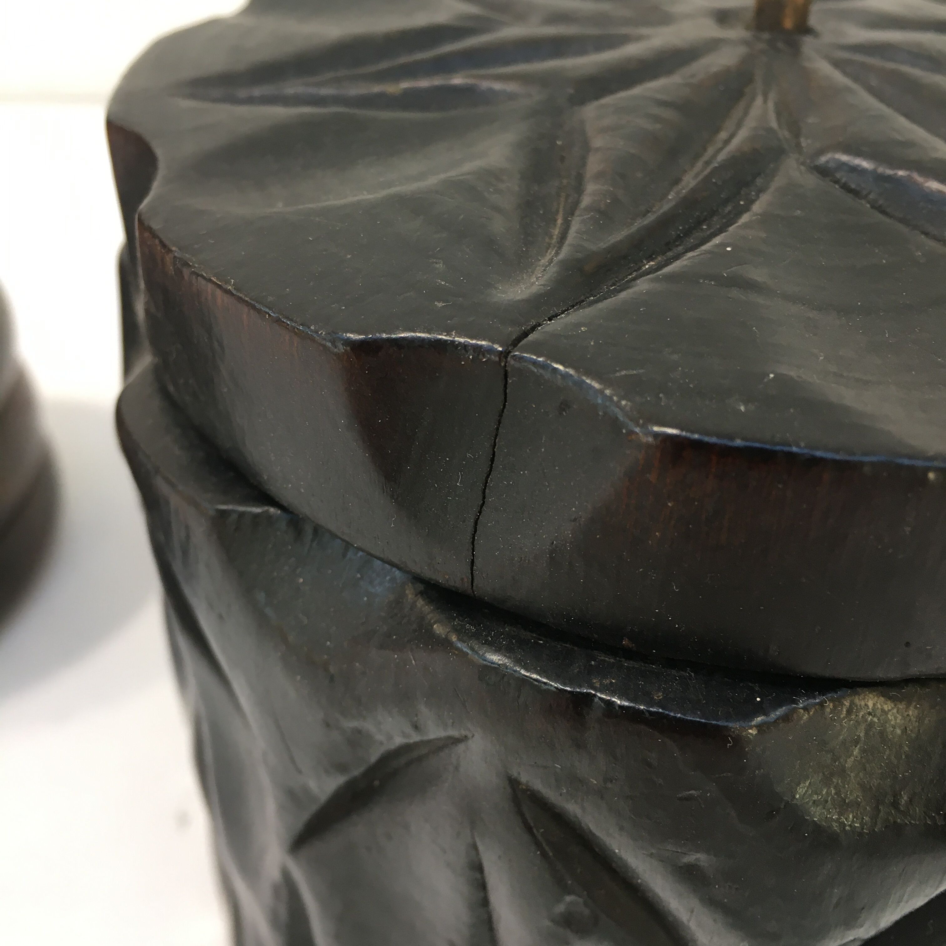 Two old wooden tobacco boxes