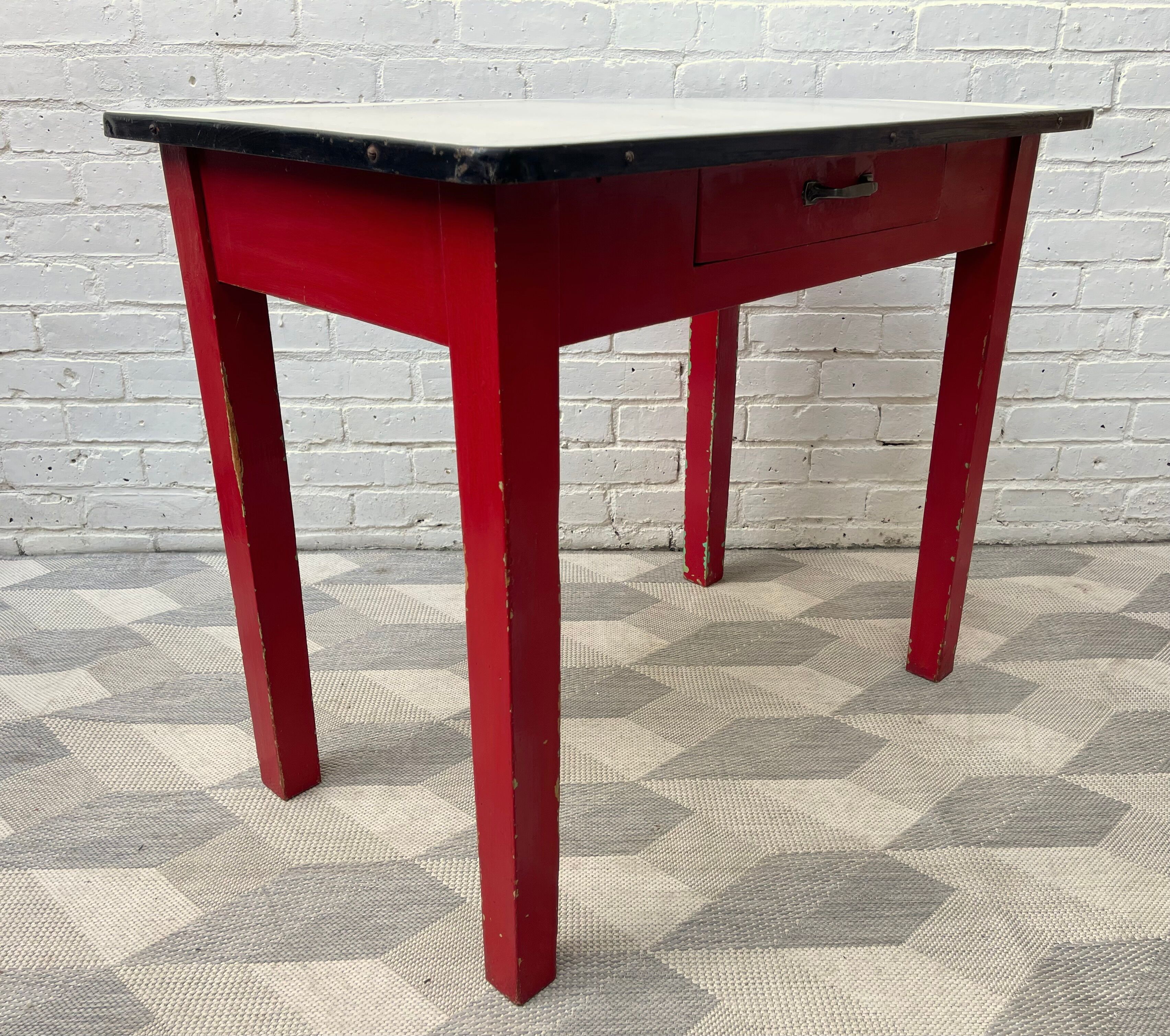 Vintage Kitchen Table with Enamel Top