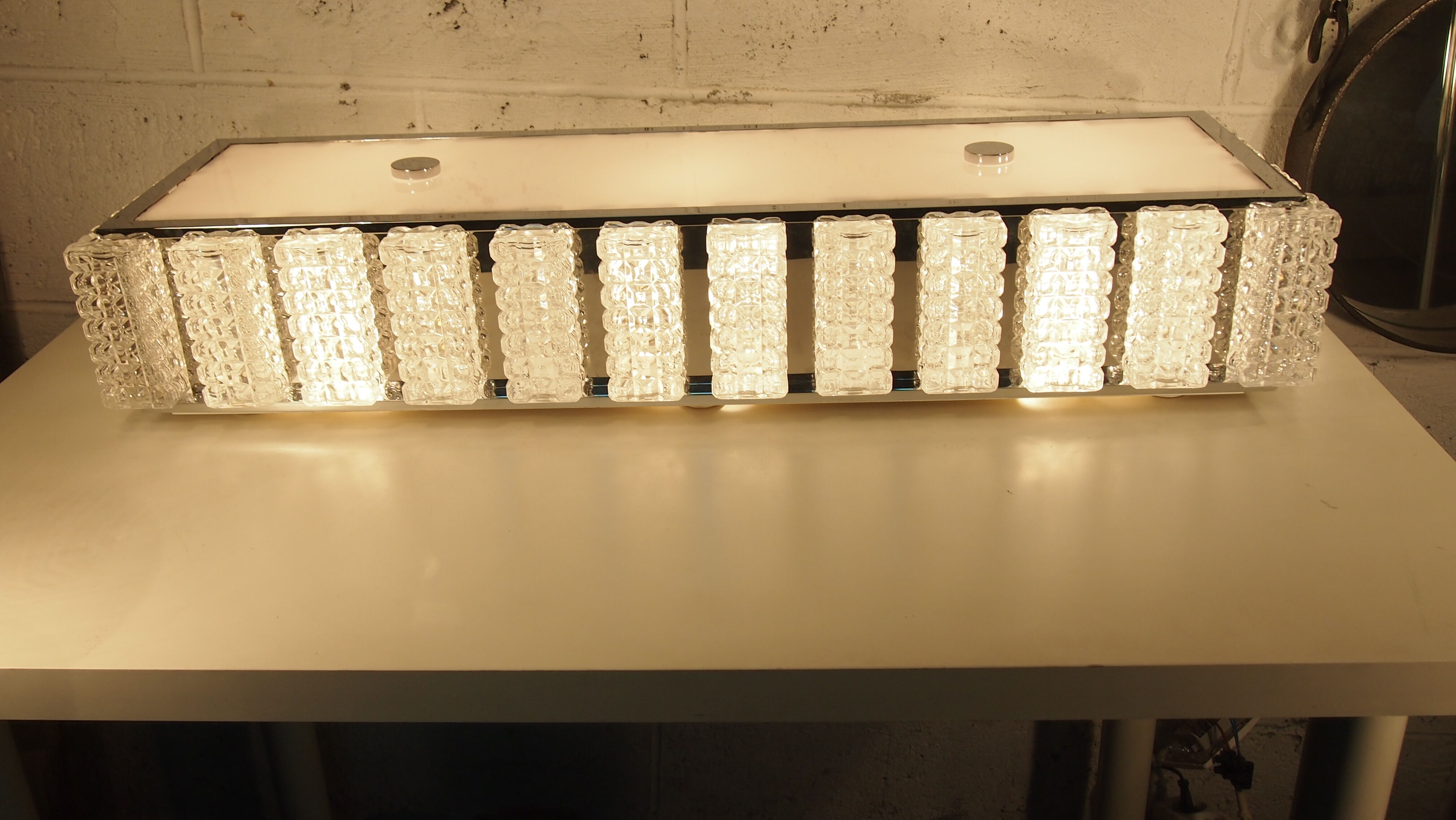 John Perzel textured glass art deco ceiling light