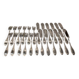 12 forks and 12 fish knives, silver-plated metal, Apollo Empire