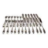 12 forks and 12 fish knives, silver-plated metal, Apollo Empire