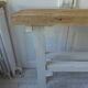 Vintage workbench with pearl gray patinated base and wooden top