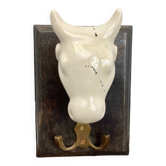 Old ceramic and wood coat hook
