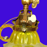 Lamp - foot in weighted brass Swungeneck adjustable with its acid-engraved crystal lampshade