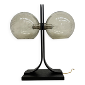 Temde Leuchten table lamp with plywood and glass spheres, 1970s