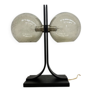 Lampe de table Temde Leuchten avec des sphères en contreplaqué et en verre, années 1970.