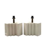 Hollywood regency set of 2 ceramic table Lamps, France 1970s