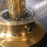 2 Limburg 1970s bubble globe and brass table lamps