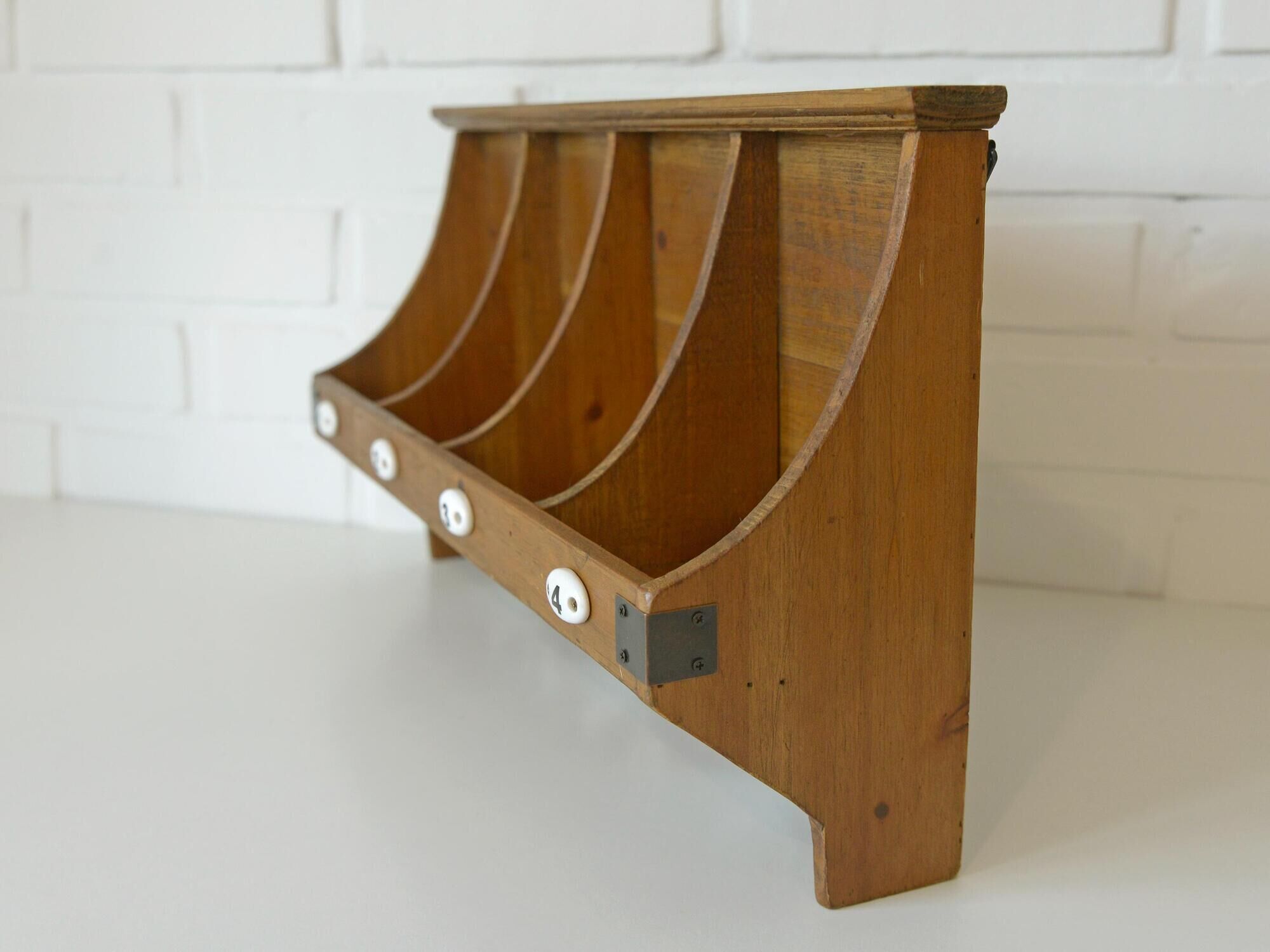 Vintage Wall Wooden Shelf / Mid Century Mail Organizer / Key Holder