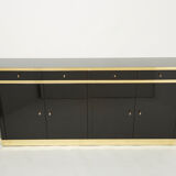 Enfilade laquée noire et laiton signée J.C. Mahey années 70