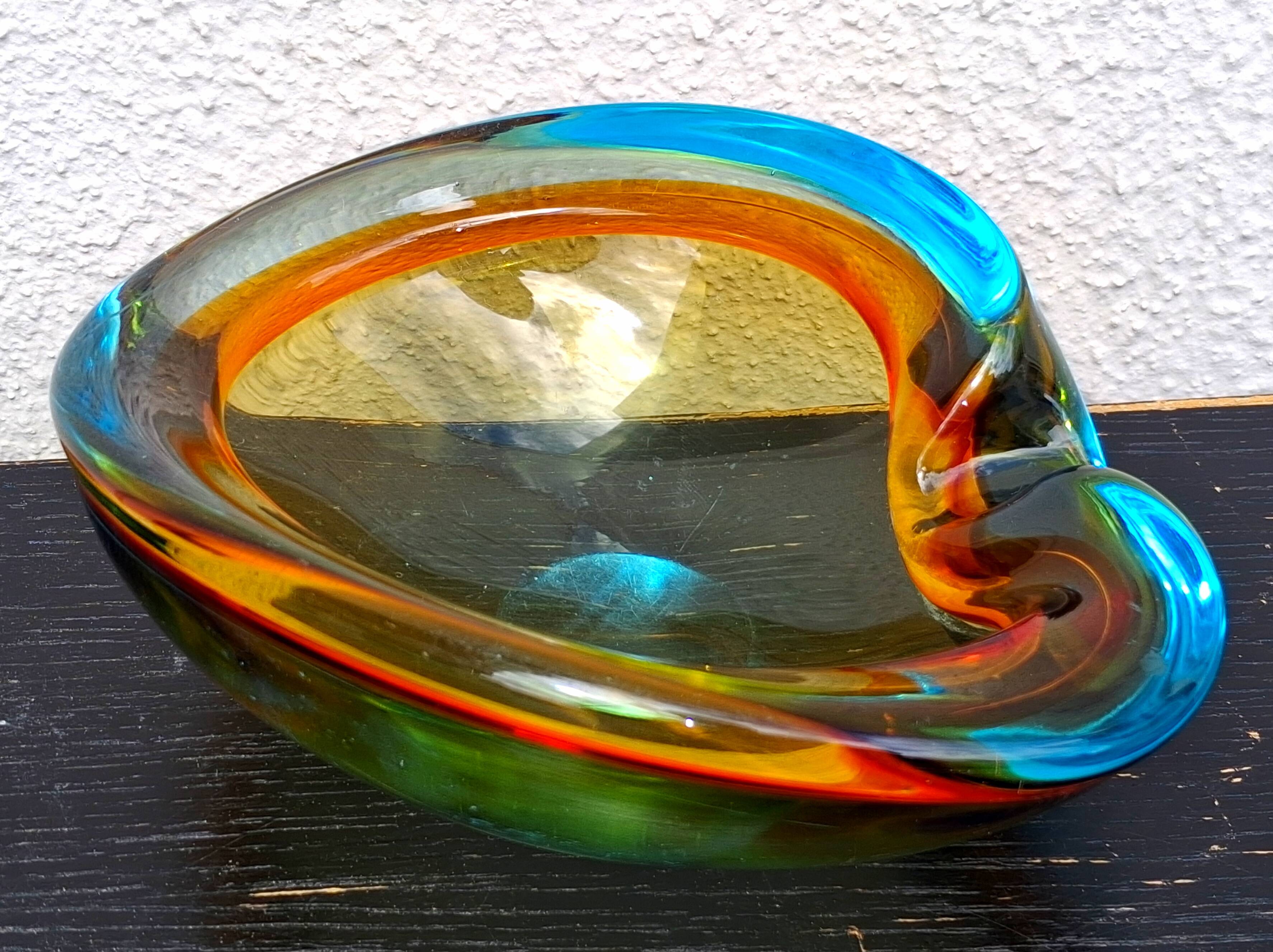 Cendrier en verre de Murano Somerso, déco vintage