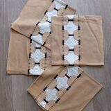 5 napkins 49x49 cm beige with geometric pattern, vintage