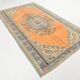 6x9 Vintage Peach Color Blue Medallion Handmade Vintage Rug, 175x290 Cm